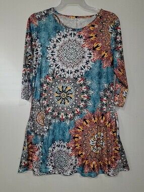 3/4 Sleeves Side Pocket Swing Dress